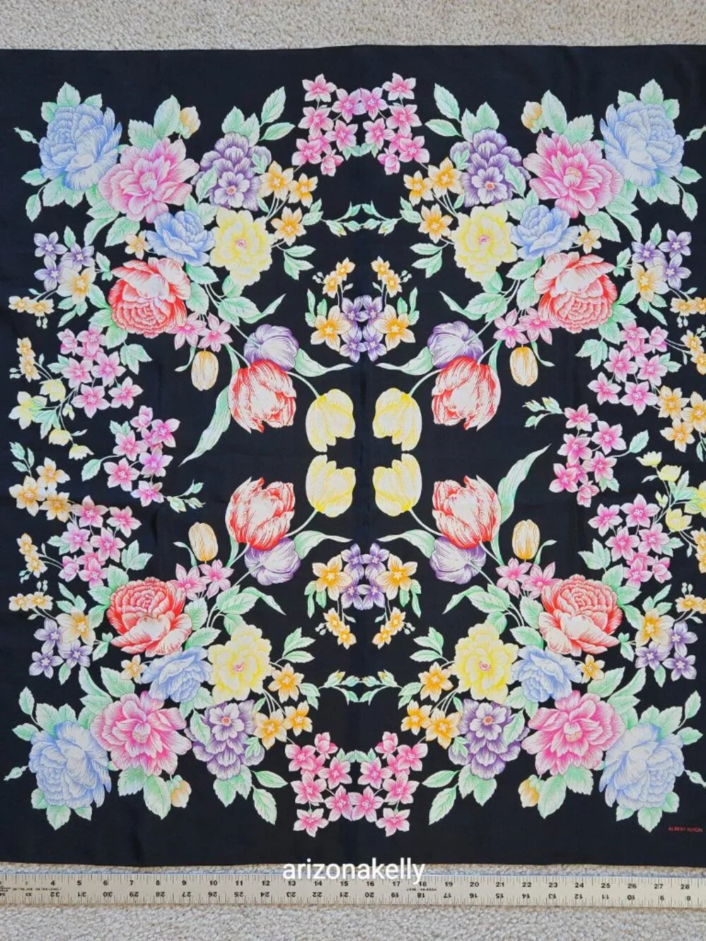 Albert Nipon Silk Scarf Spring Flowers Floral